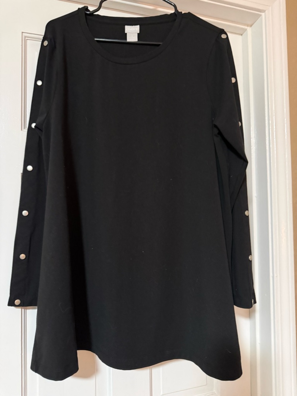 Chico's Black Women's Tunic Top with Brushed Silver Accents Size 2 (Large)